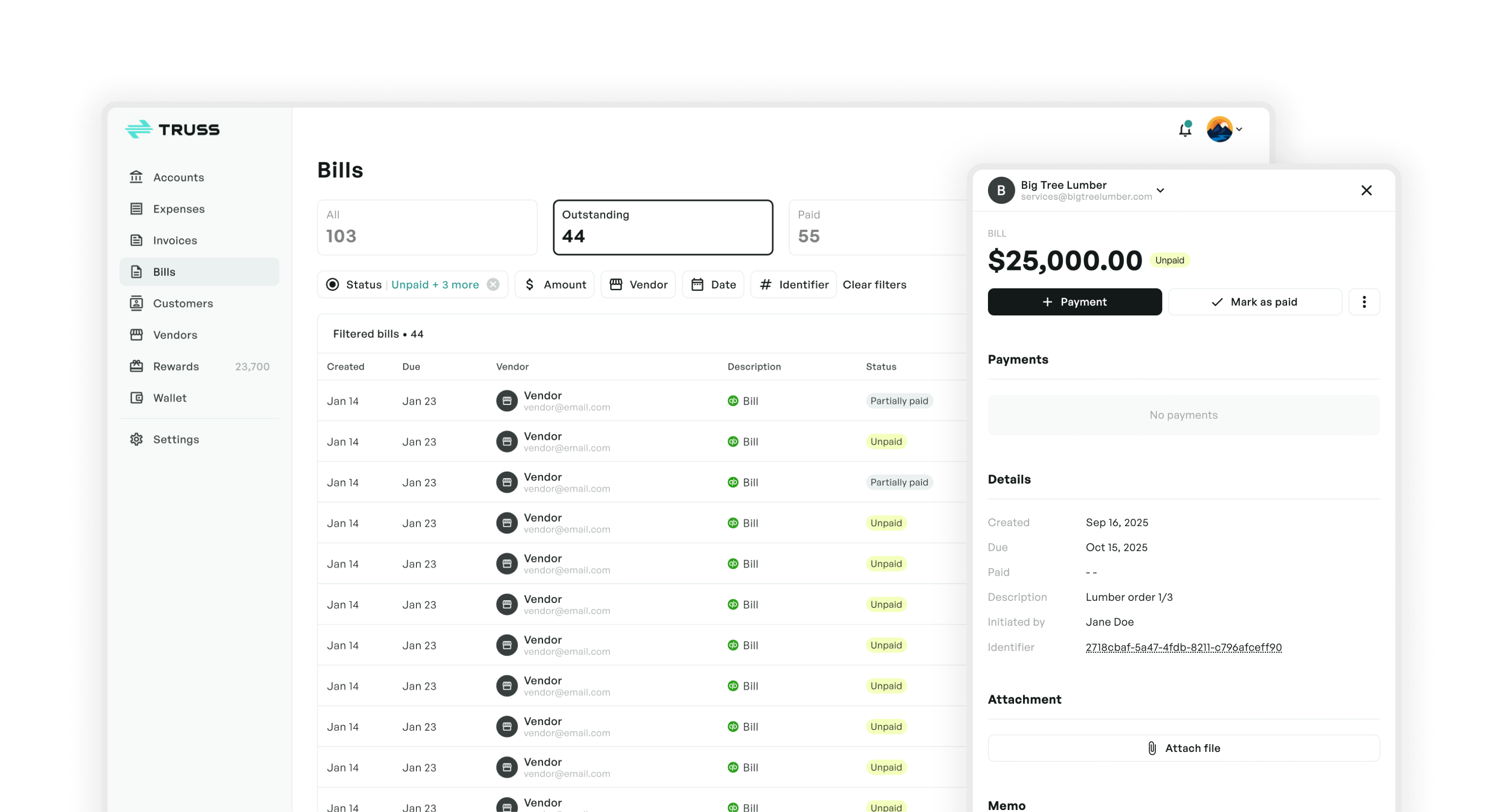 Bills Management Interface