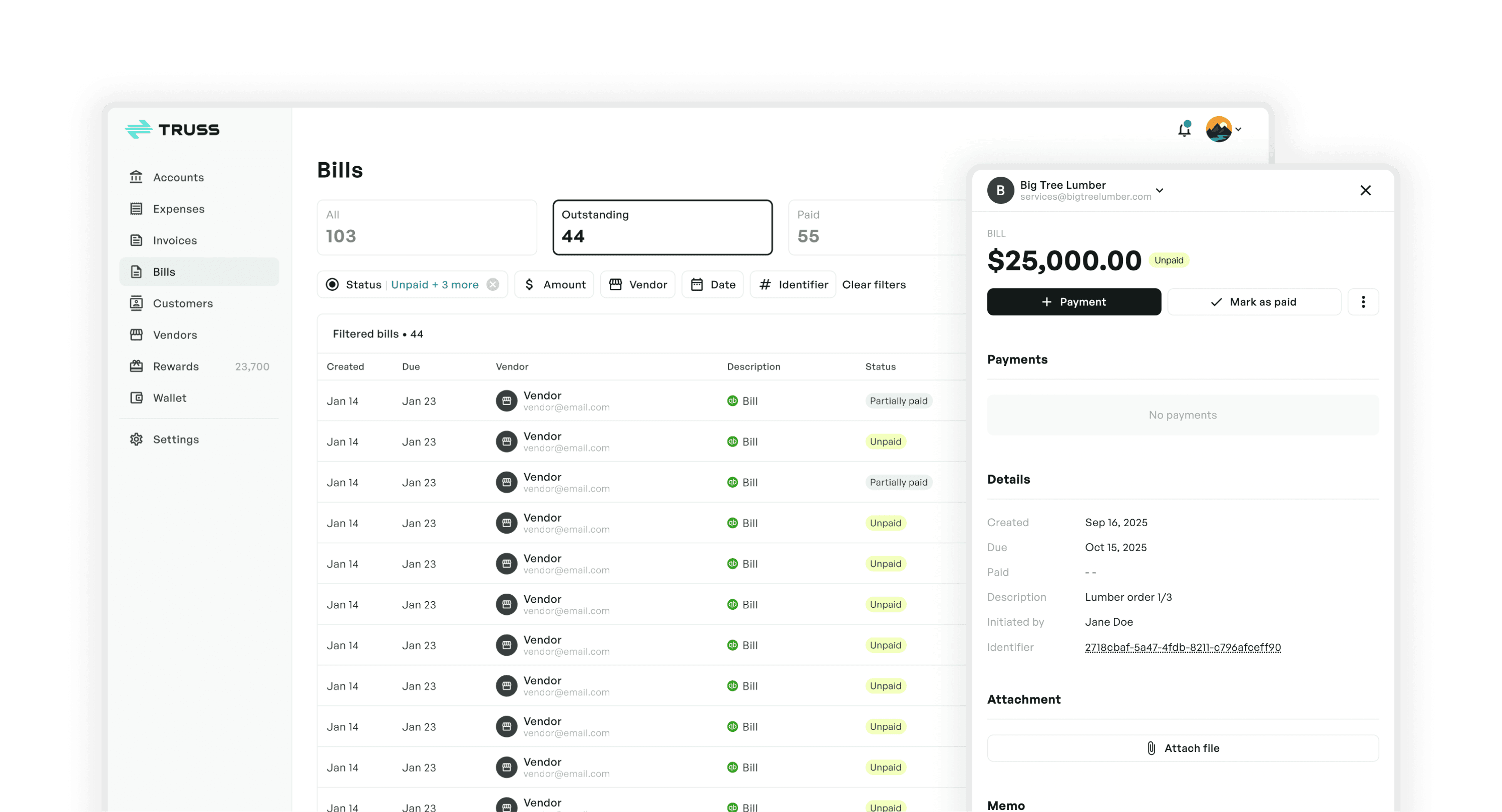 Bills Management Interface